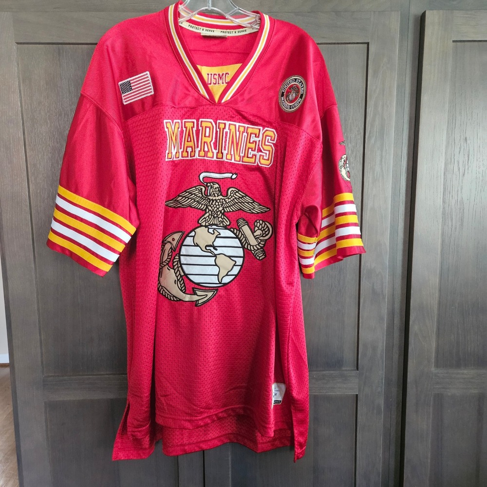 Colosseum Athletics USMC Jersey Men Large Red Embroidered Marines Football Shirt - Picture 6 of 14